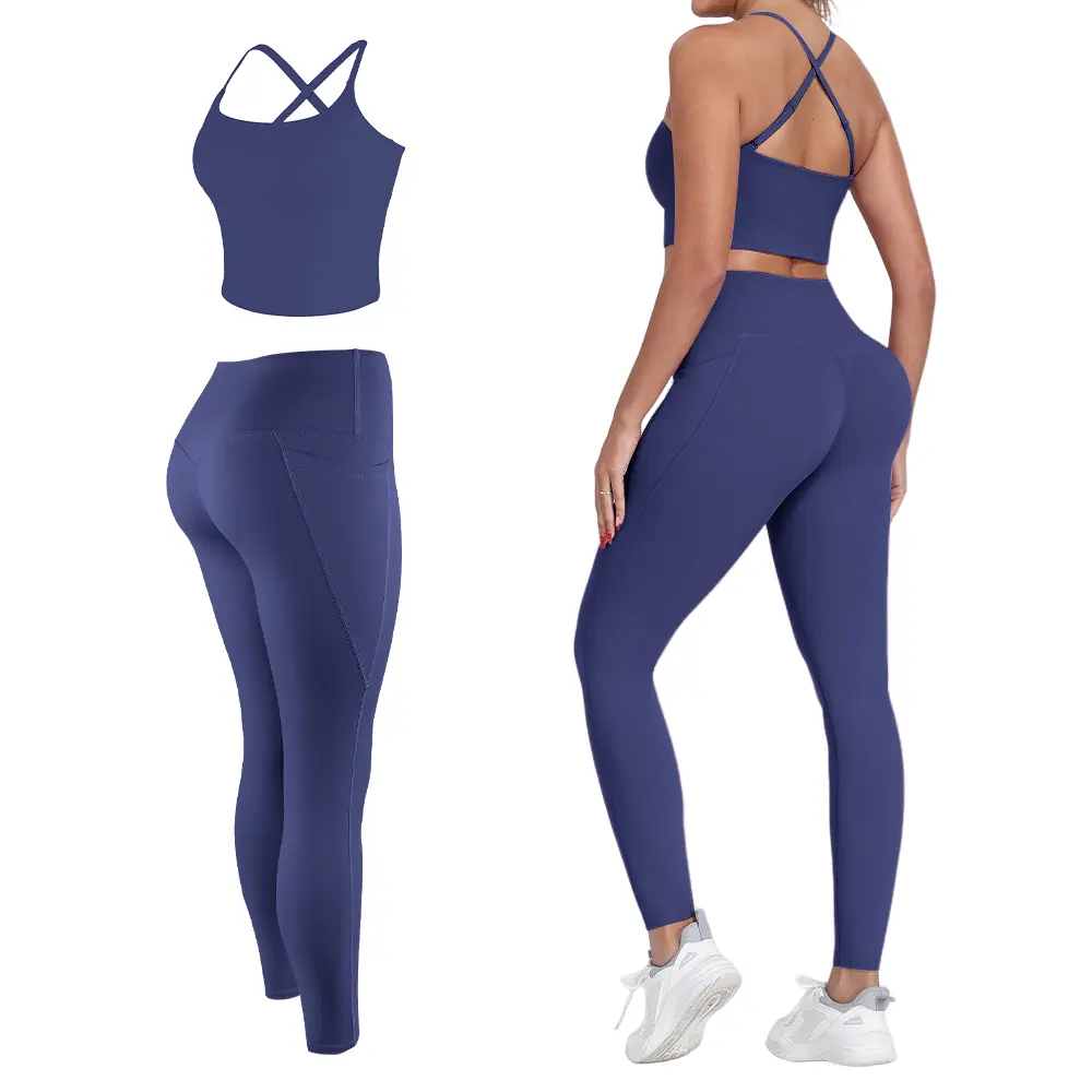 2-Piece Set - Bra+Legging - Navy