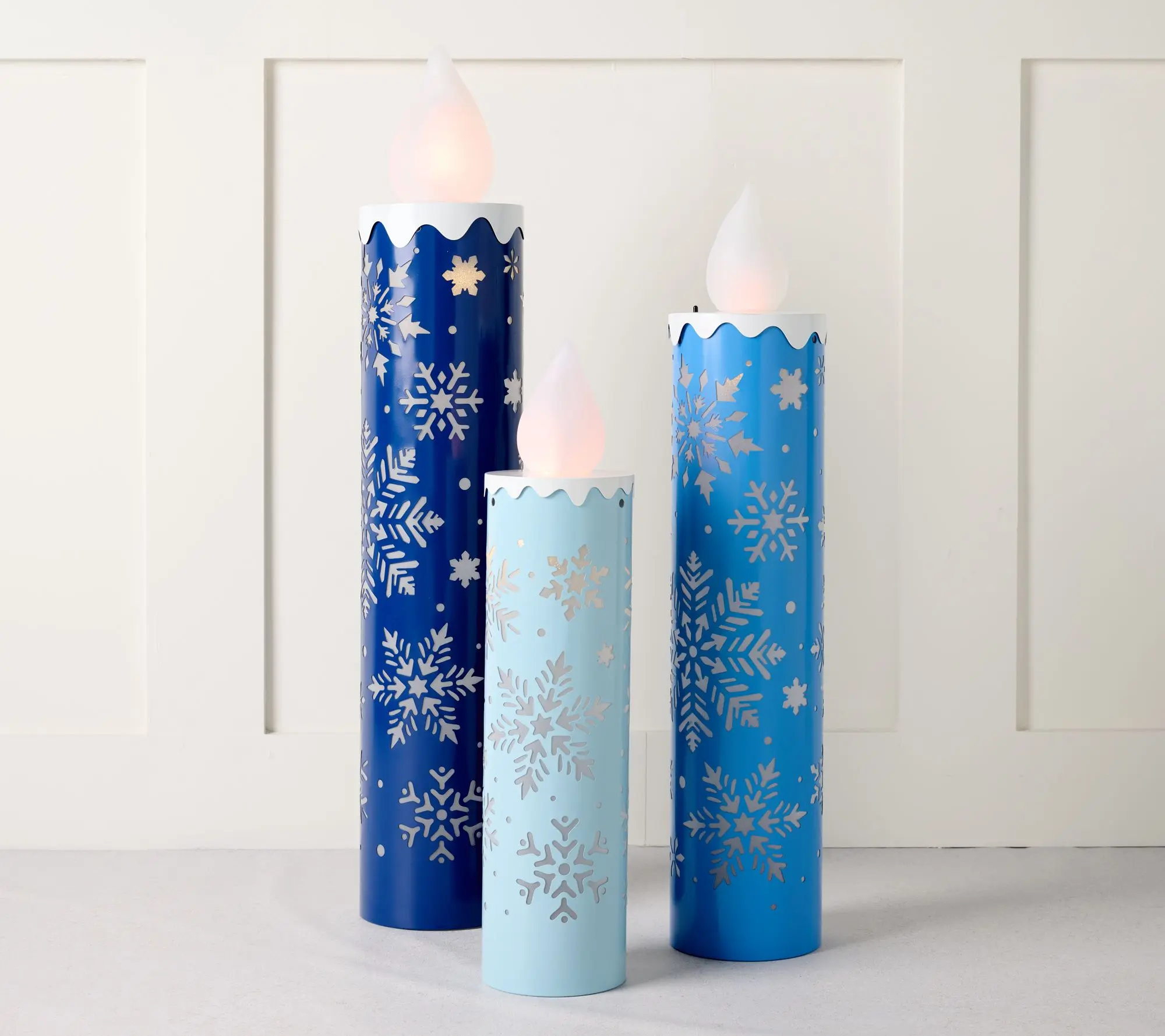 Kringle Express Set of 3 LED Oversized Metal Candles Decor Kringle Express Set of 3 LED Oversized Metal Candles Decor