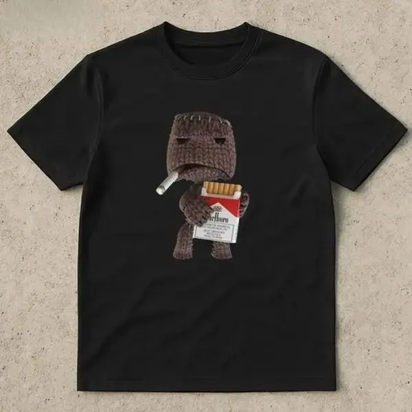 Sackboy Smoking Y2K Baby Tee Retro 2000S Streetwear Graphic Unisex Tee