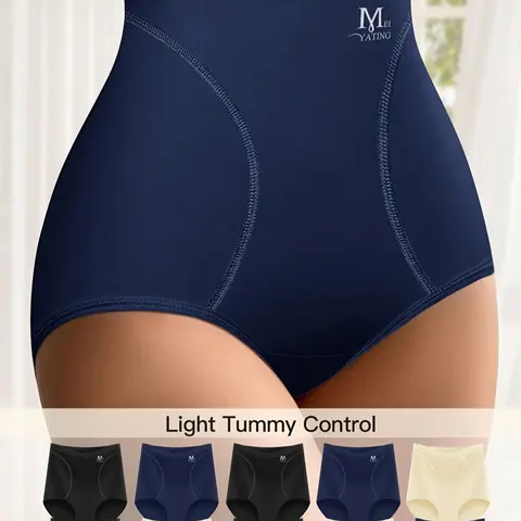 10-Pack MEIYATING High-Waist Compression Shapewear Underwear, High Waisted Shapers Ice Silk Seamless Triangle Panties, Comfortable High Waist Sculpting Everyday Summer Lightweight Thinner Design