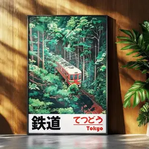 [SALE UP TO 45%] Retro Japanese Landscape Asian Art Railway Wall Art, Poster Modern Living Room Bedroom Bathroom Home Decor, Men Gifts