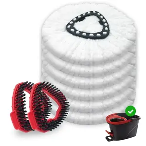 Mop Replacement Set, 1 Count Mop Head & 1 Count Scrub Brush Head, Household Cleaning Tool for Home Kitchen Bathroom, Spin Mop Refill