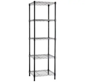Amazon Basics 5-Shelf Tower Adjustable Storage Shelving Unit, Black, 16 D x 16 W x 54 H in