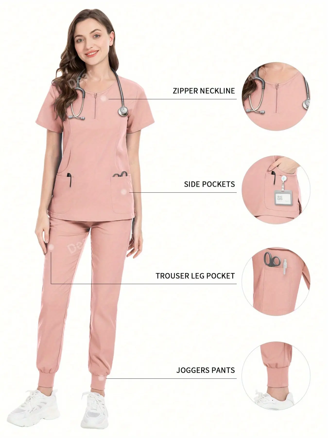 Multicolor Scrubs Uniform Basic Short Sleeve Tops+Pants Nursing Uniform Women Pet Shop Doctor Scrub Workwear Scrub Set Womenswear