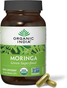 Moringa Herbal Supplement - Green Superfood, Nutrient Dense, Pure Plant Protein, USDA Certified Organic, 90 Capsules, Vegan, Gluten-Free - Natural, Healthcare