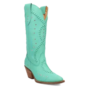Dingo Ladies Pretty 'N Pink B-Lace Green Western Tall Boots DI2220-GN