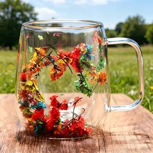 1pc Double-Walled Glass Coffee Mug - Multiple Colors, Durable, Aesthetic Cup for Hot & Cold Beverages, Perfect for Home or Office Use, Insulated Mug, Stylish Coffee Mugs
