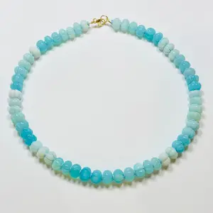 carved shaded bright blue opal candy necklace
