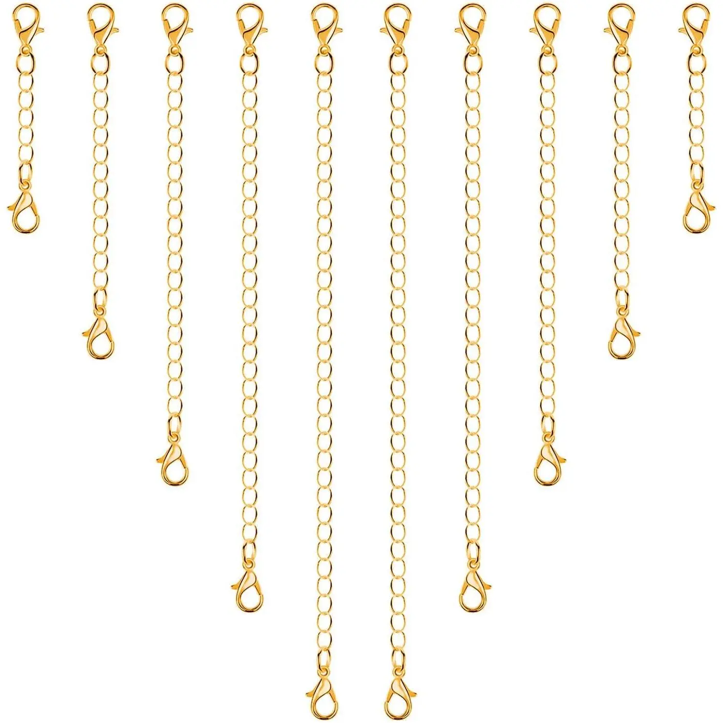 Chain Extenders for Necklaces, 10 count   Extenders for Necklaces, Stainless Steel Chain Extenders for Necklace, Bracelet and Anklet (Assorted Sizes)
