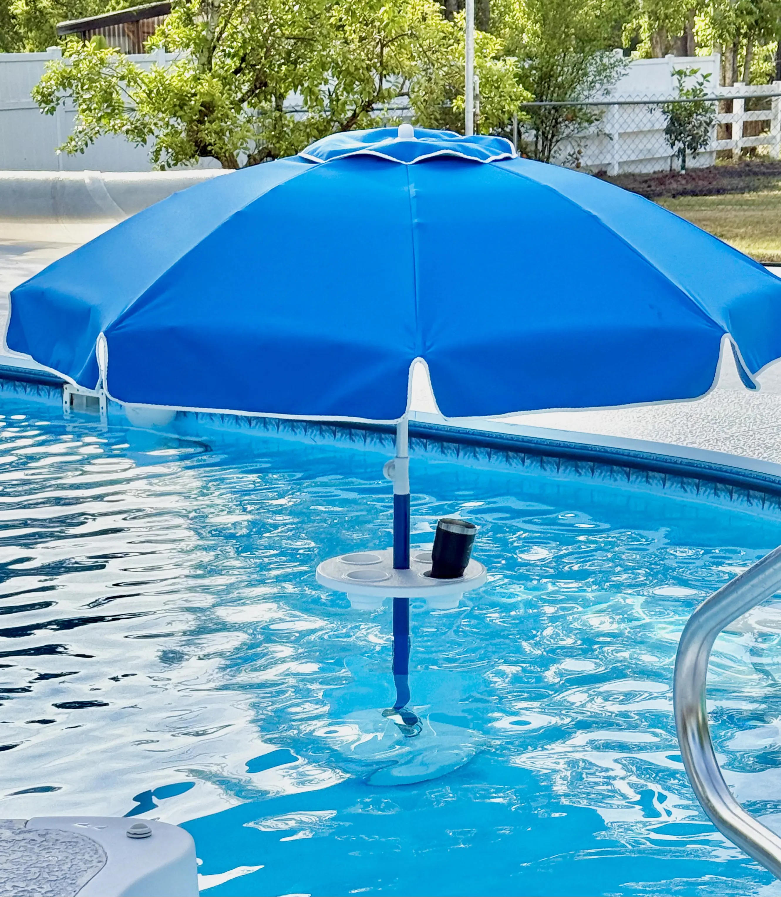 Relaxation Station Swimming Pool Table with Umbrella, from AugHog Products LLC, Swim up Pool Bar, Patio Canopy, UV Resistant Frame Heavy Duty, not a cheap floating table, backyard resort feel, made in the USA