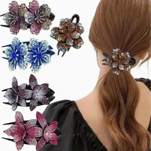 5pcs Fancy Hair Accessories for Women Rhinestone Flower Clips, Sparkling Retro Design for Weddings & Gifts, Formal Event Accessories, Bridal Hair Decor, Vintage Hair Clips, Delicate Hair Embellishments, Highquality Hairpins, Women’S Hairpins