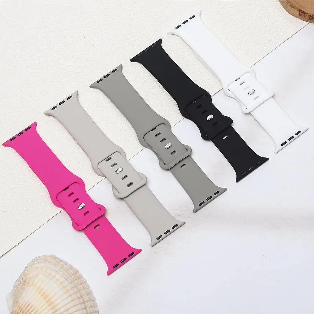Silicone Watch Band (Band Only), 5 Counts Adjustable Replacement Watch Band, Smart Watch Strap for iWatch Series 9 8 7 6 5 4 3 2 1 SE Ultra, Smartwatch Accessories