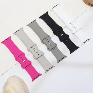 Silicone Watch Band (Band Only), 5 Counts Adjustable Replacement Watch Band, Smart Watch Strap for iWatch Series 9 8 7 6 5 4 3 2 1 SE Ultra