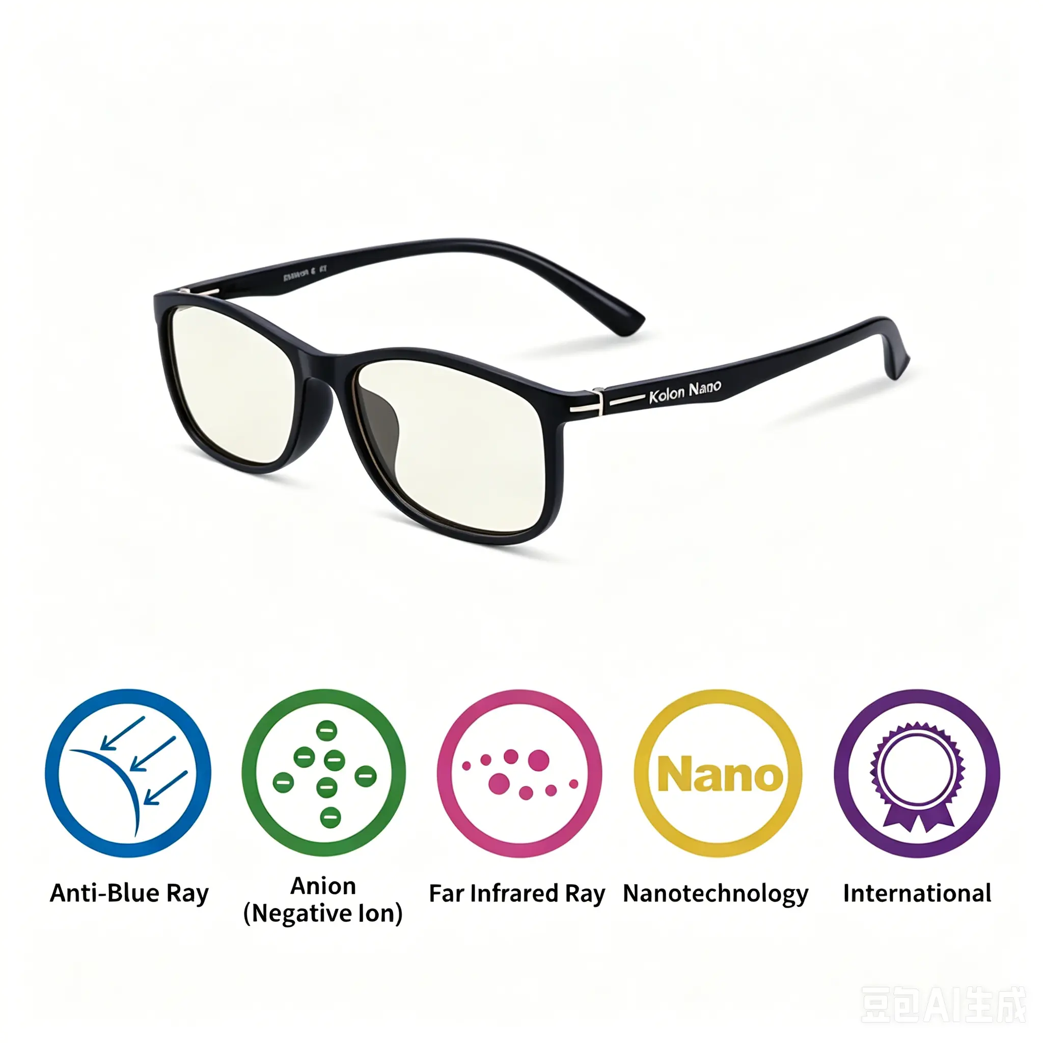 K-Ion Nano Negative Ion Blue Light Blocking Glasses | UV400 PC Lens | Lightweight Flexible TR90 Frame | FIR Anion Technology | Unisex Eyewear for Office Gaming Study Daily Use