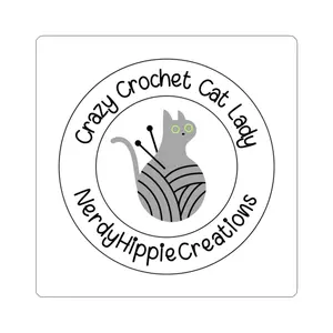 Crafty NHC Crochet Cat Lady Stickers, Yarn Lovers, Custom Laptop Stickers, Crafting Decor, Gift for Knitters, Gift for Crocheters