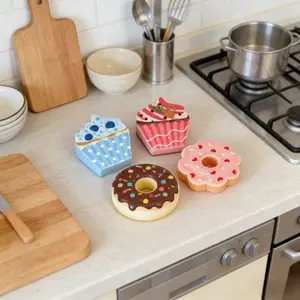 Cute Donut & Cupcake Sponge Set - Absorbent Dish Scrubber, Non-Scratch Kitchen Cleaning Sponges for Dishes Pots Pans.4 Reusable Multi-Purpose Dishwashing Sponges, Double-Sided Cleaning Sponges, Donut-Shaped Kitchen & Bathroom Foam Cleaning Set. Pad