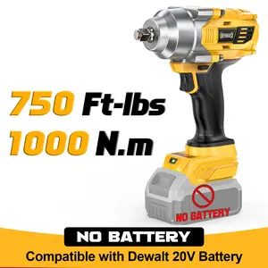 750Ft-lbs (1000N.m) Impact Wrench 1/2 inch Compatible with Dewalt 20V Battery (Battery NOT Included!), High Torque Brushless Impact Gun with 4-Mode Speed
