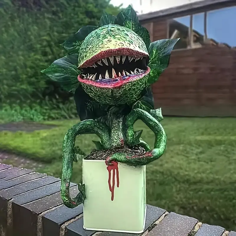 Halloween Horror Plant Pot Statue Sculpture, Artificial Resin Material, Indoor Outdoor Home Decor, Yard Lawn Decoration, 1 Piece