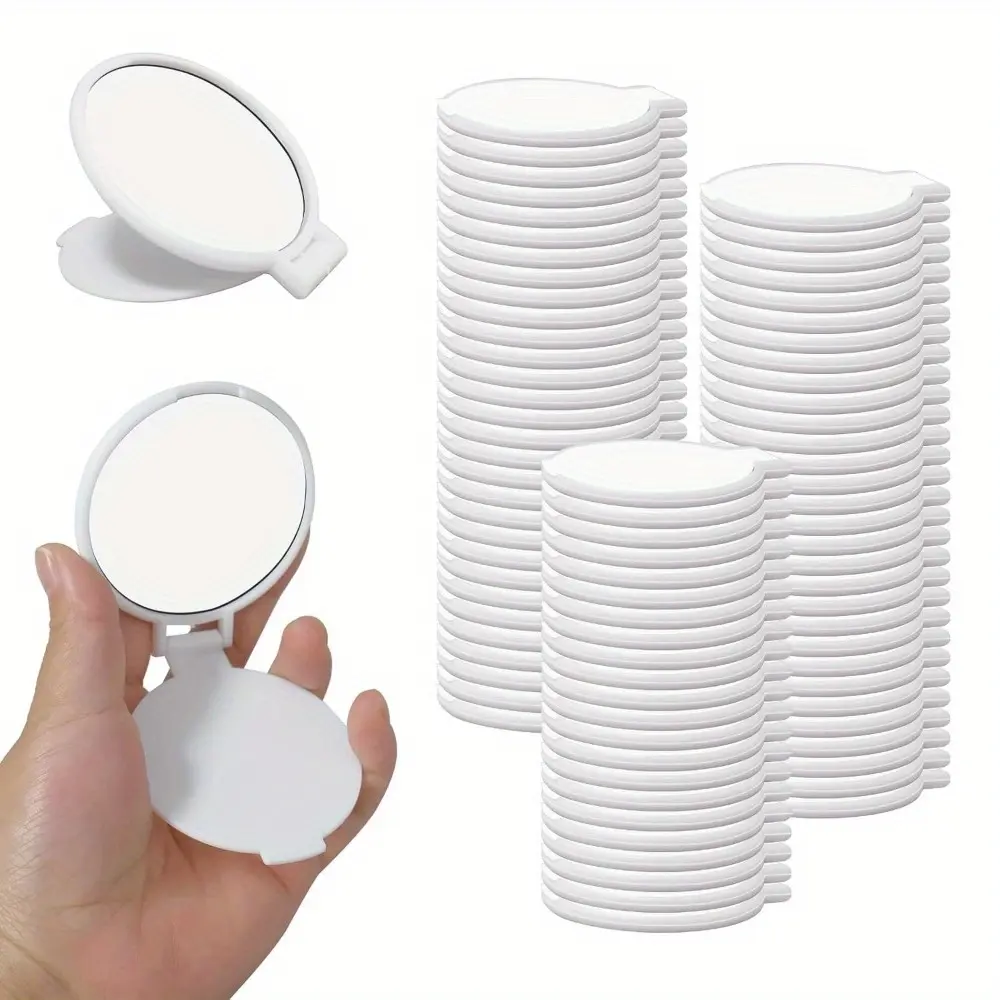 82 Pcs Compact Mirror Bulk, Women Portable Mini Folding Round Makeup Mirror for Purse, Travel, and Daily Use (White)