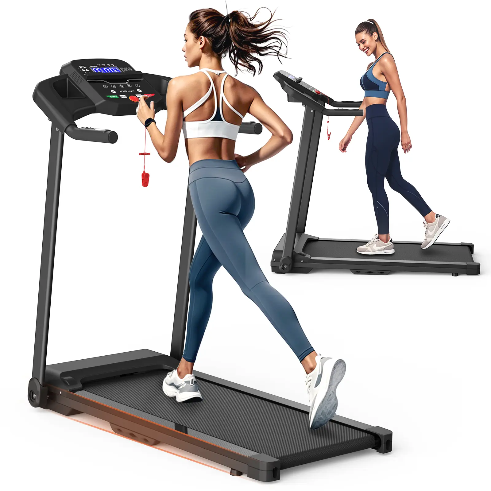 JK1608N-6-BK Foldable Treadmill 2.5HP Electric Folding Treadmill Running Walking Machine for Home Gym, Max 265 LBS Weight Capacity