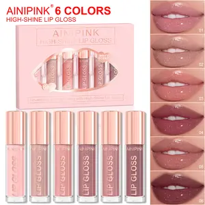 AINIPINK 6 Pcs High-Shine Lip Gloss Set Pearlescent Lipstick Shimmer Waterproof Moisturizing Plumping Non-Sticky Long-lasting for Gifts Festival Makeup Y2K Makeup vet or beauty