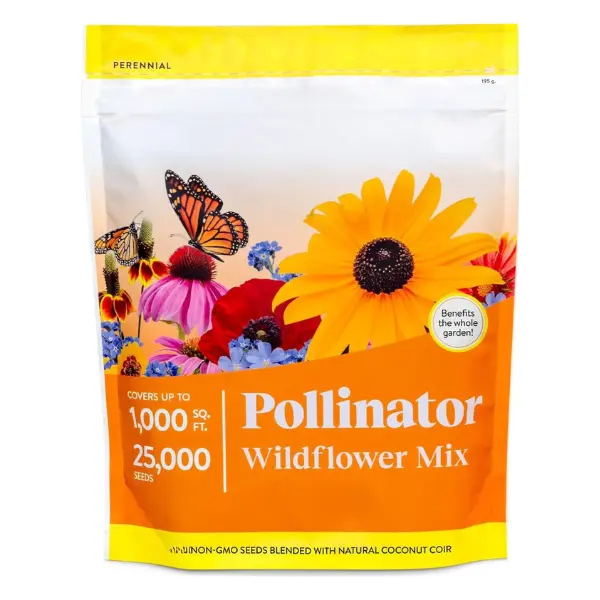 25,000 Wildflower Seeds Mix, Flower Seeds Variety Pack for Outdoor Garden Planting, Pollinator Friendly Flower Blend for Backyard Meadow Garden and Landscaping, 18 Varieties