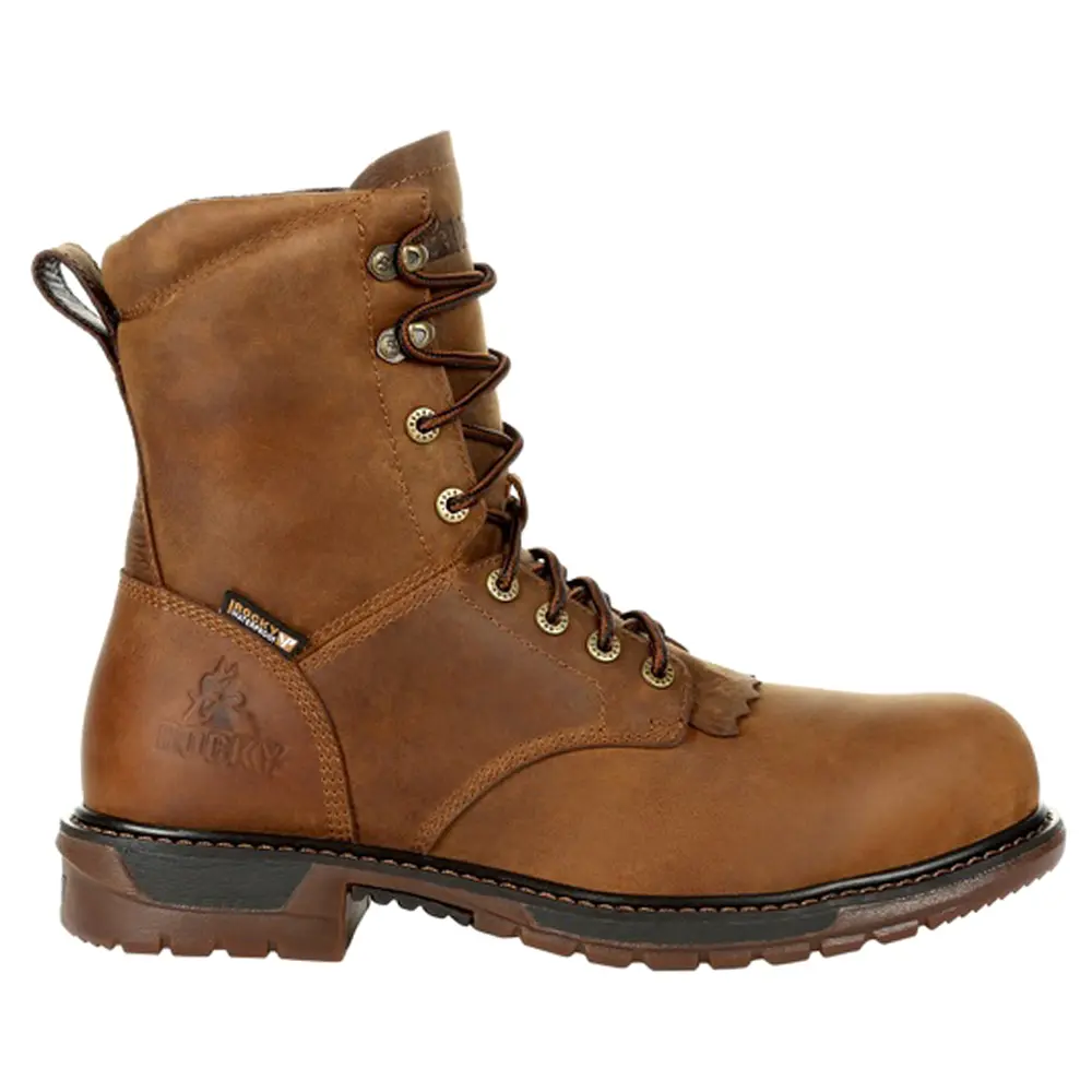 Rocky Mens Original Ride Flx 8 Inch Waterproof Composite Toe  Work/Duty - Brown