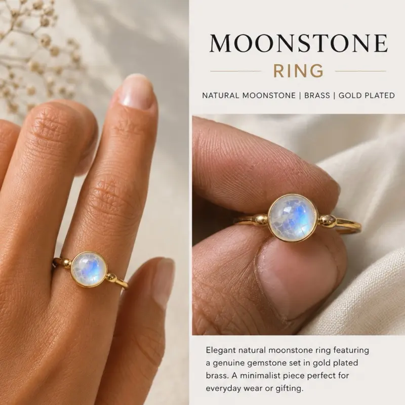Natural Moonstone Ring long-lasting accessory