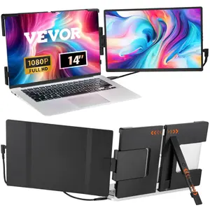 VEVOR Portable Laptop Screen Extender,  14" FHD 1080P IPS Dual Extended Monitor for 13"-17" Laptop, Swivel Portable Monitor USB-C/USB-A/Mini HDMI Port, Compatible with Mac/Wins/Android/Switch/PS5