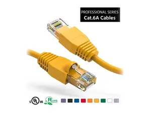 Nippon Labs 25Ft Cat6A UTP Ethernet Network Booted Cable, 24AWG 25 Feet Gigabit LAN Network Cable RJ45 High Speed Patch Cable, Yellow, 60CAT6A-25YW