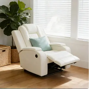 White Breathing Leather Living Room Sectional Recliner Chair