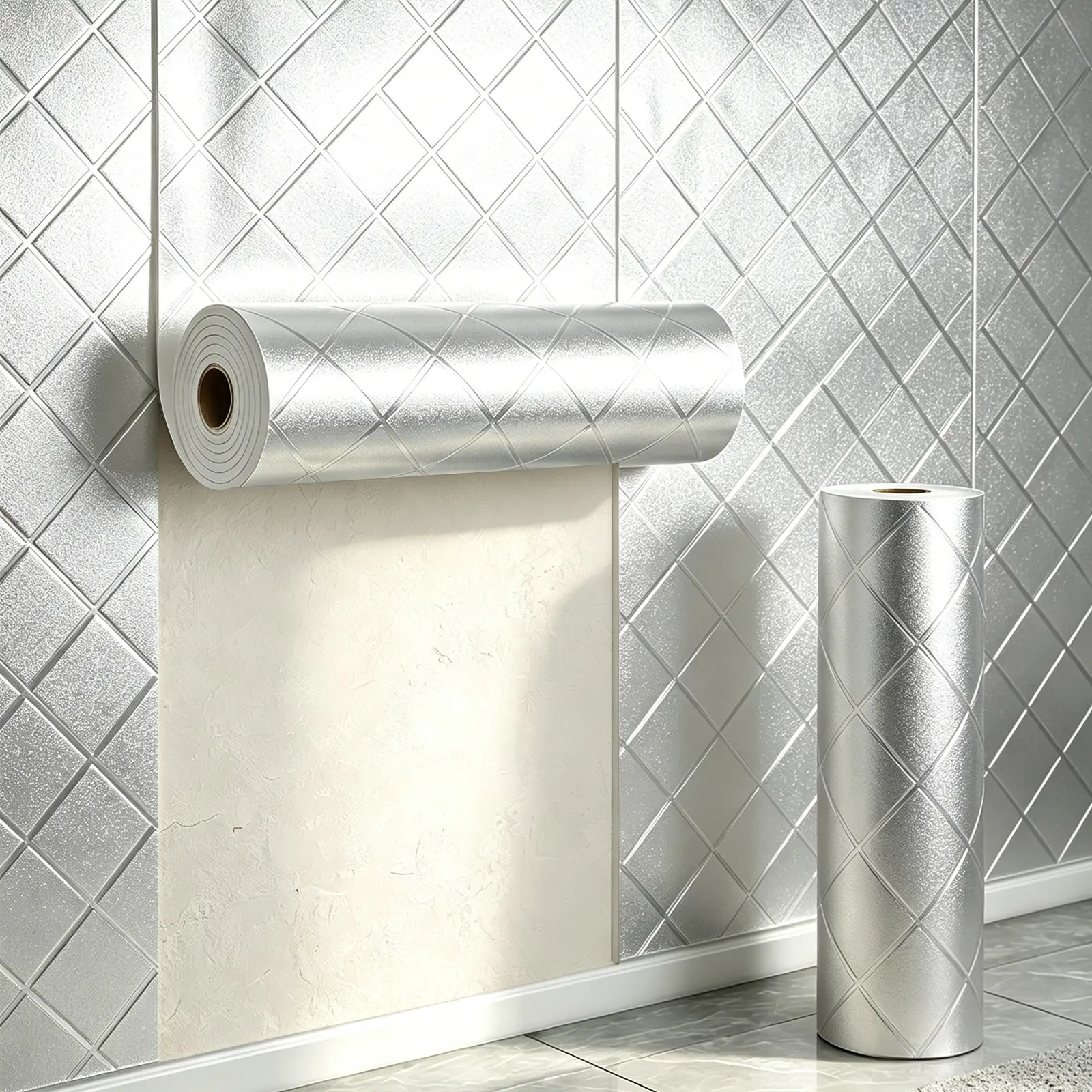 Metallic Peel-and-Stick Wallpaper, 15.7in×118.1in Waterproof Oil-Resistant Self-Adhesive Contact Paper, Home Improvement Decor for Kitchen Backsplash, Cabinet Countertop DIY