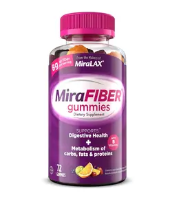 MiraFIBER Gummies by MiraLAX | 72 Count Fruit-Flavored Fiber Gummies with 8g Prebiotic Fiber & B Vitamins – Daily Digestive Health & Metabolism Support for Adults & Gut Wellness Healthcare Dietary