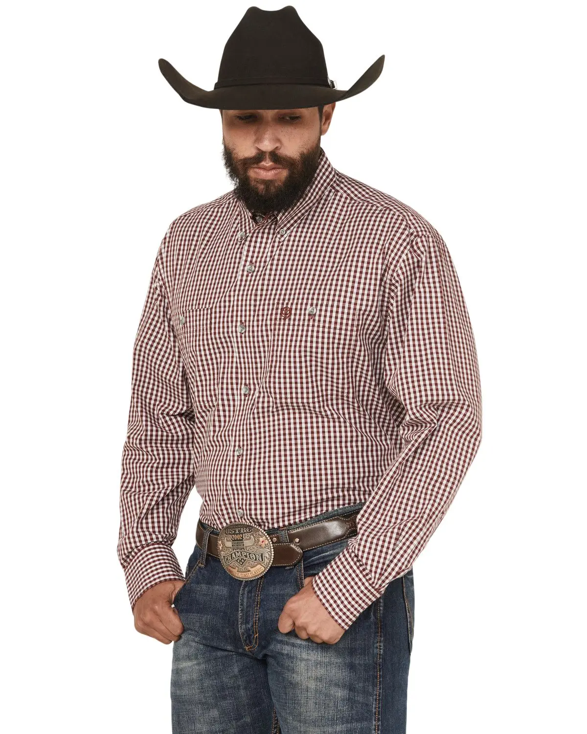 Wrangler Men's George Strait Men'S Checkered Long Sleeve Button-Down - 112369610