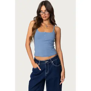 Striped Henley Tank Top