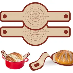 Silicone Bread Sling for Dutch Oven, 2-Pack Non-Stick Reusable Baking Mat with Heat-Resistant Handles, Easy Sourdough Transfer, Ideal for Home Baking, Oven Use, Kitchen Beginners