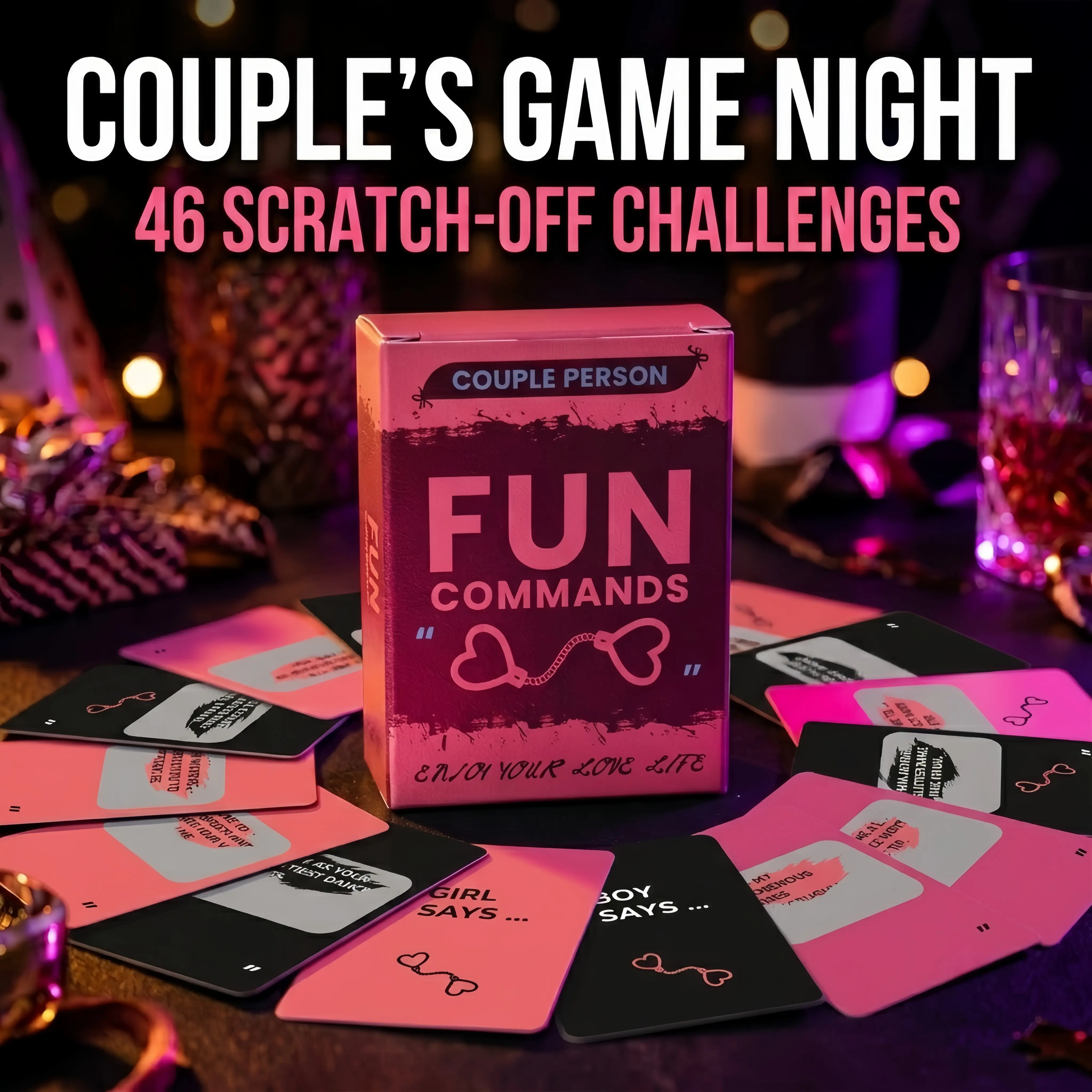 Couple Scratch Off Command Card Game 46Pcs Fun Romantic Date Night Interactive Cards