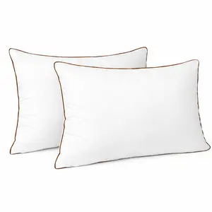 【Summer Vibe】Deluxe Bed Pillow Set of 2 – Hypoallergenic & Soft Polyester Microfiber – Ideal for Side, Back & Stomach Sleepers – Ultra-Comfortable & Supportive Pillows for Restful Sleep – Available in Standard, Queen, King Sizes