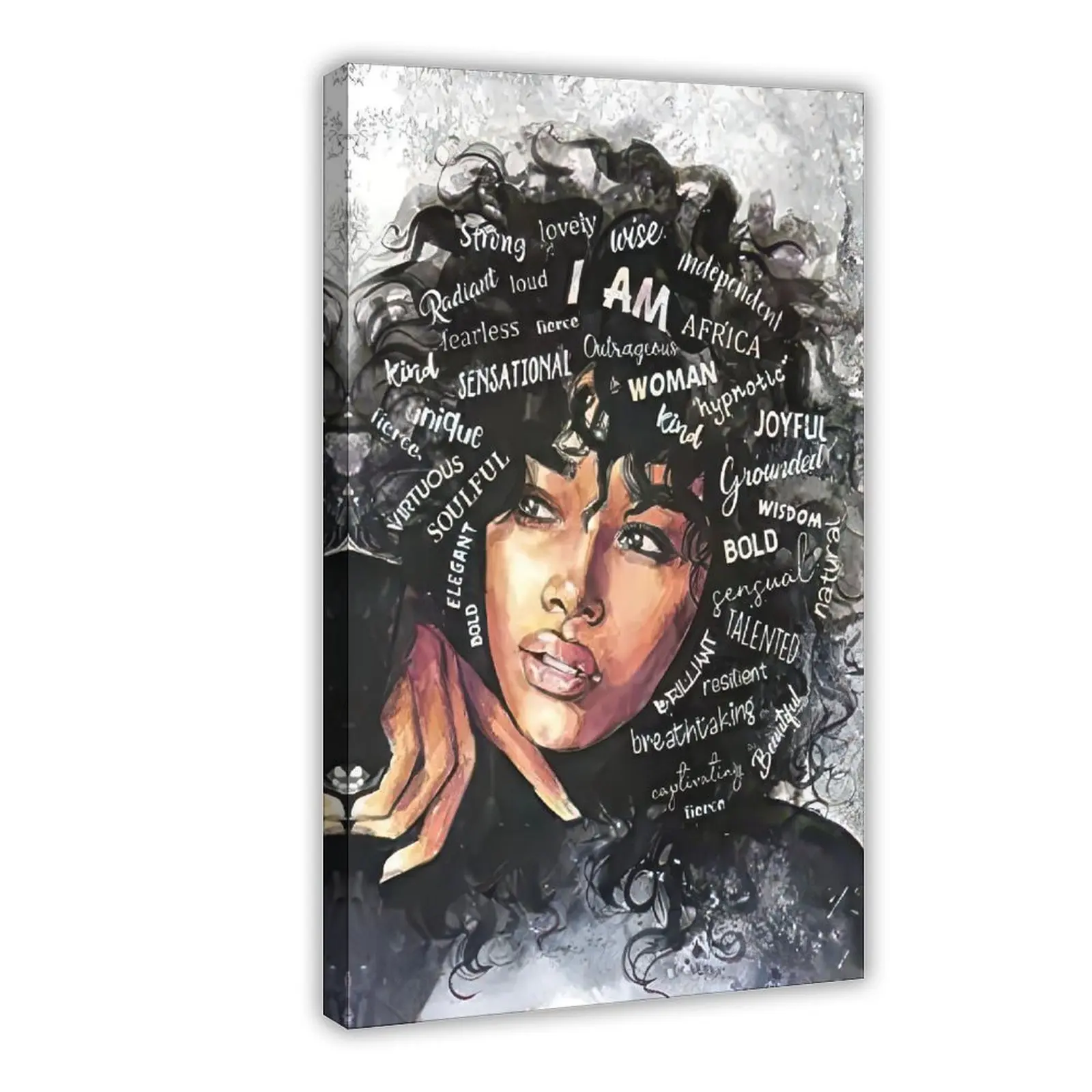 Pc Black Queen Canvas Wall Art African American Poster Black Woman Canvas Wall Art Abstract Contemporary Canvas Print Painting Decoration Living Room Bedroom Bathroom Children's Room Bathroom Office H Ornaments Artistic Photo Gift Frame-Style