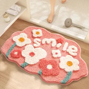 Special Shaped Bathroom Mat, 1 Count Non-slip Soft Absorbent Bathroom Rug, Bathroom Doormat, Bathroom Drying Doormat, Room Decor Floor Mat, Soft Water Absorbent, Soft Highly Absorbent, Absorbent Bath Mats, Water Absorbent Bathmat