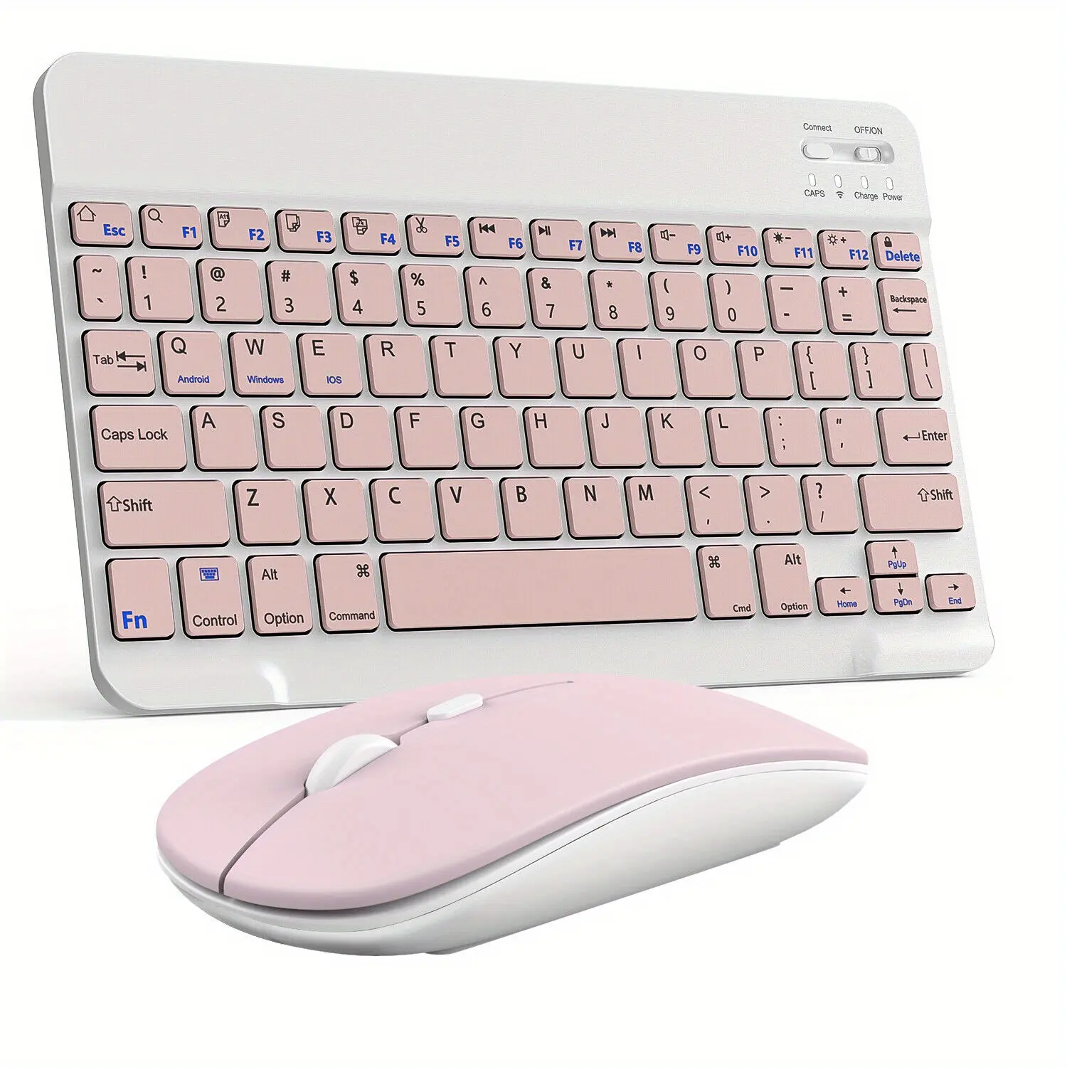 Ergonomic Rechargeable Backlit Wireless Keyboard and Mouse Combo - Bluetooth Dual-Mode Connectivity, Quick Pairing, Portable On-the-Go Use, Compatible with iPad, Tablets, Laptops, iOS/Android Systems