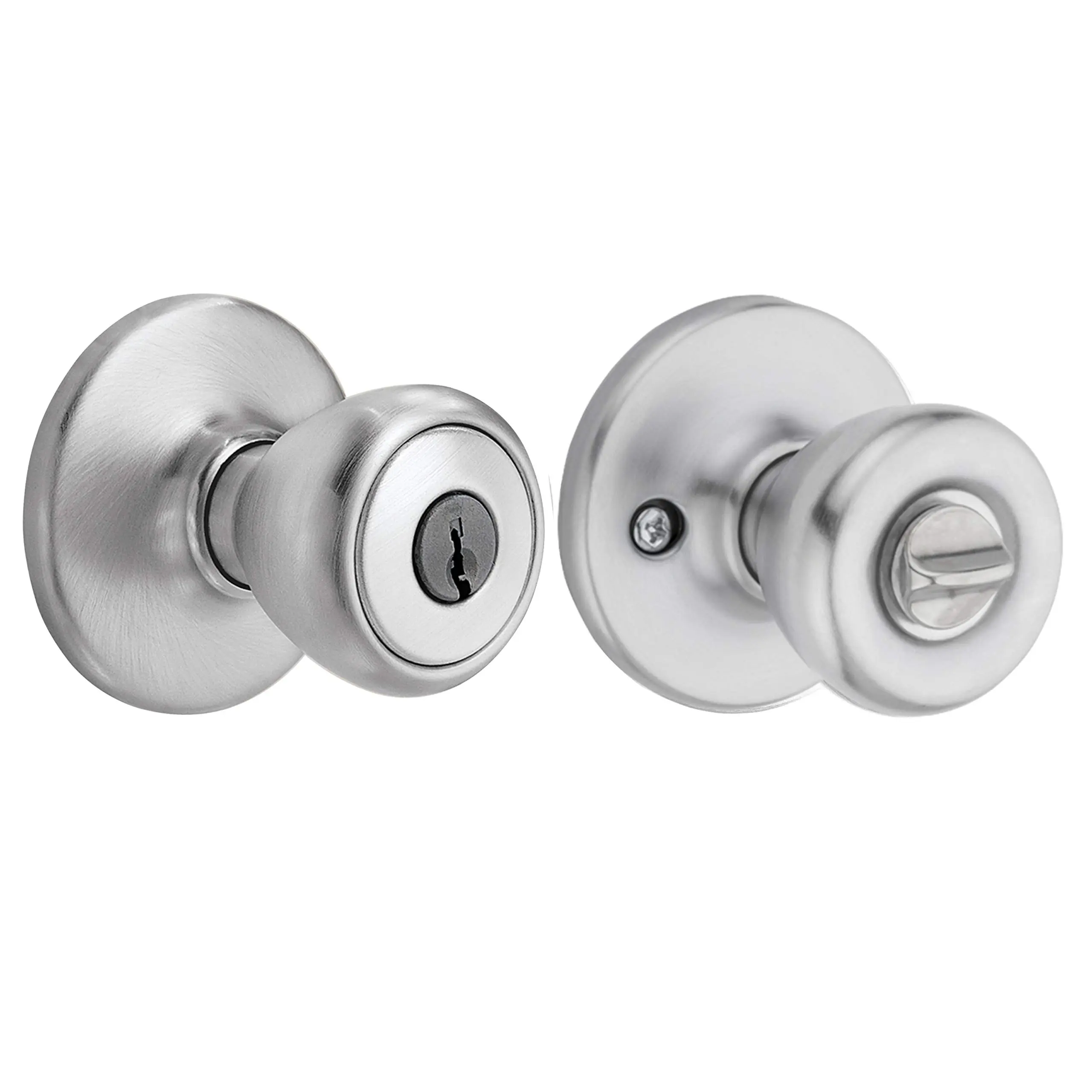 Tylo Entry Door Knob With Lock And Key  Secure Keyed Handle Exterior Doorlock Doorknob For Front Entrance Bedrooms In Satin Chrome