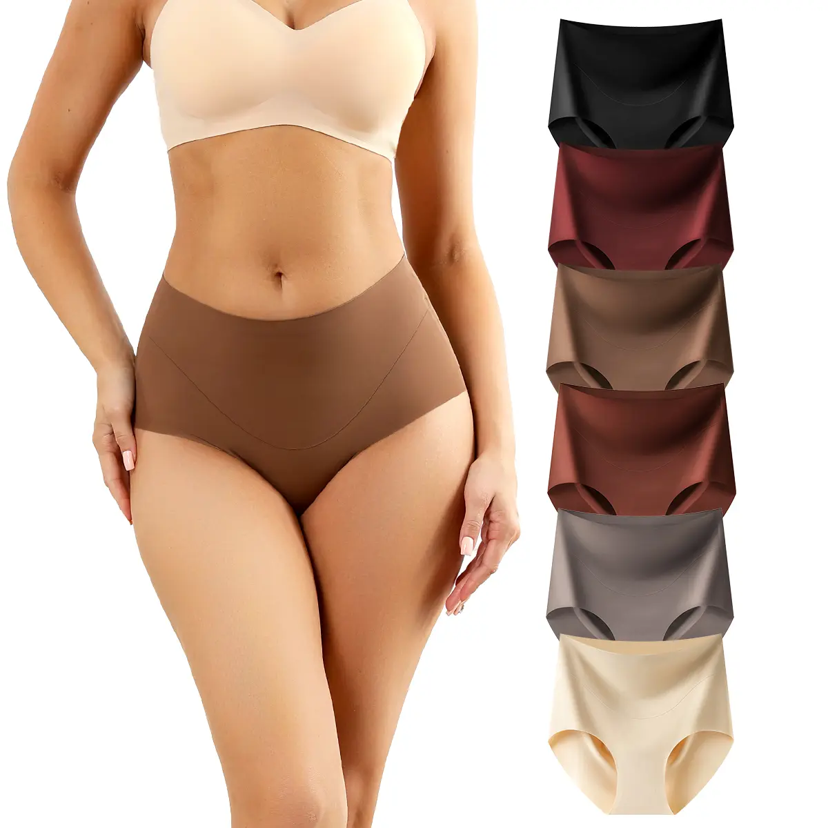 LEVAO Women's Seamless Underwear High Waisted Full Coverage Ladies Panties 6 Pack S-XXL