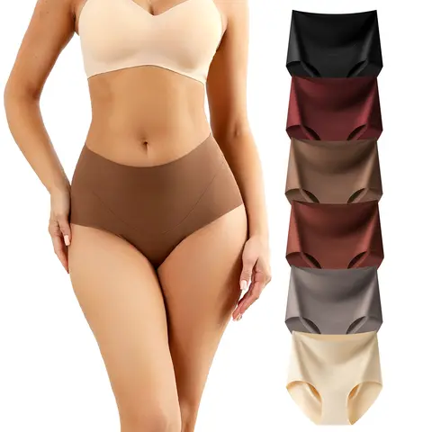 LEVAO Women's Seamless Underwear High Waisted Full Coverage Ladies Panties 6 Pack S-XXL