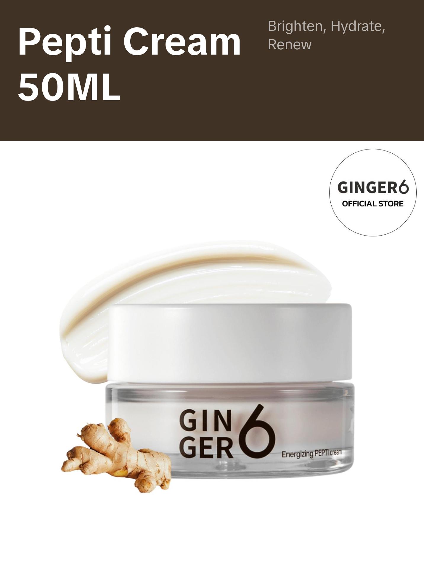Ginger 6 Energizing PEPTI Cream (1.69fl. oz.) Revitalizing Skin Care, Brightening, with Ginger Water Extract