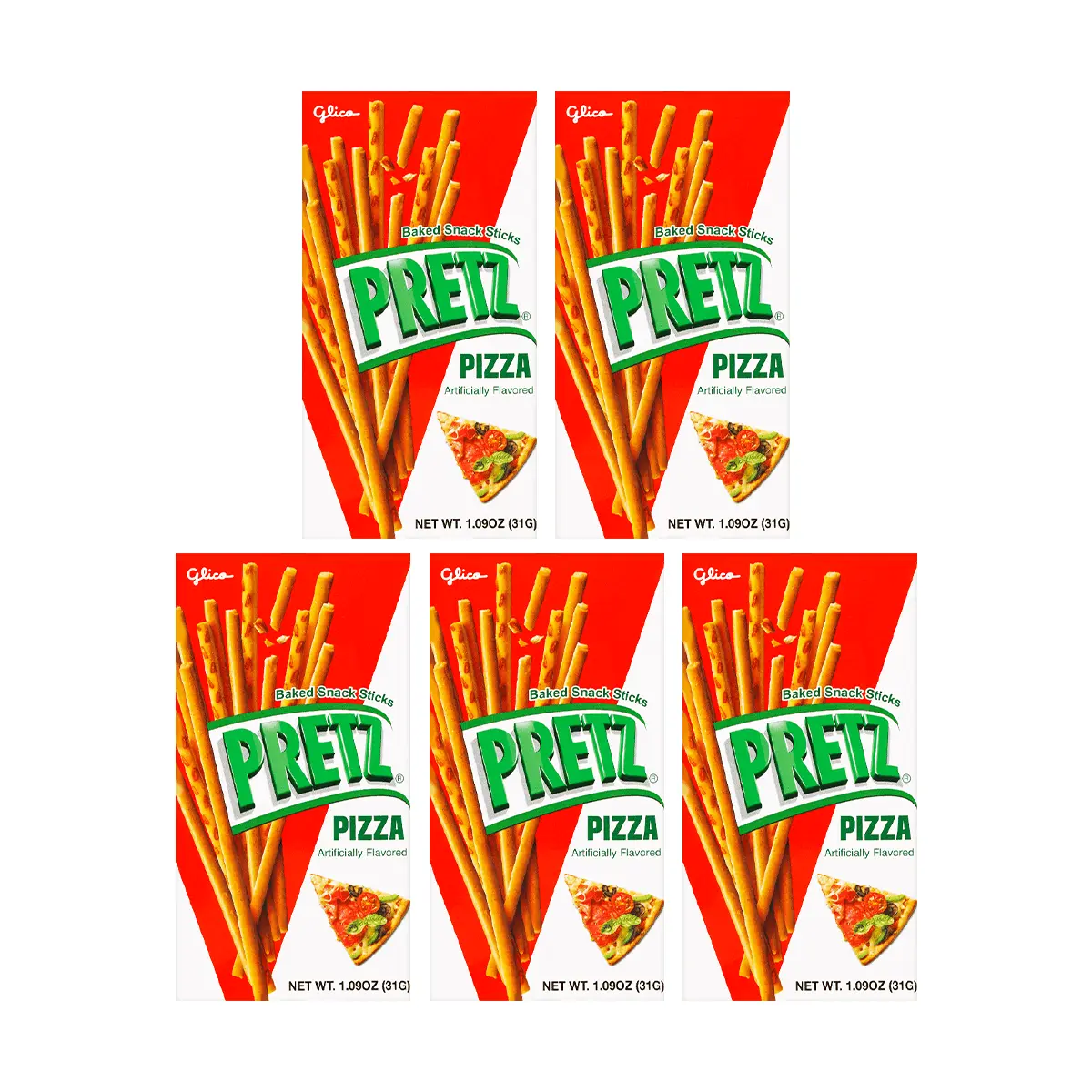 GLICO Pizza Flavored Pretz - Baked Pretzel Sticks, 1.09oz*5【5 Packs】