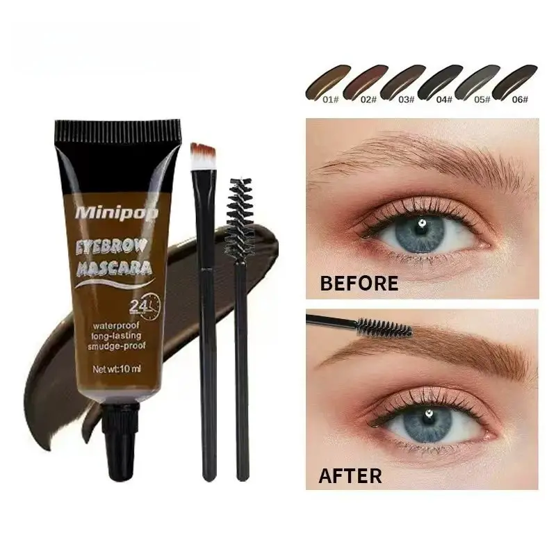Korean Eyebrow Gel Set, FDA Certified Cosmetic - 24H Waterproof, Smudge-Proof, Lightweight Daily Makeup with Skincare Ingredients, Precision Micro Pencil, Peel-Off Liquid Eyebrow Dye Serum for Styling