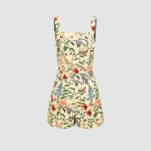 Cider Lightweight Corduroy Floral Button Romper SwimWeek