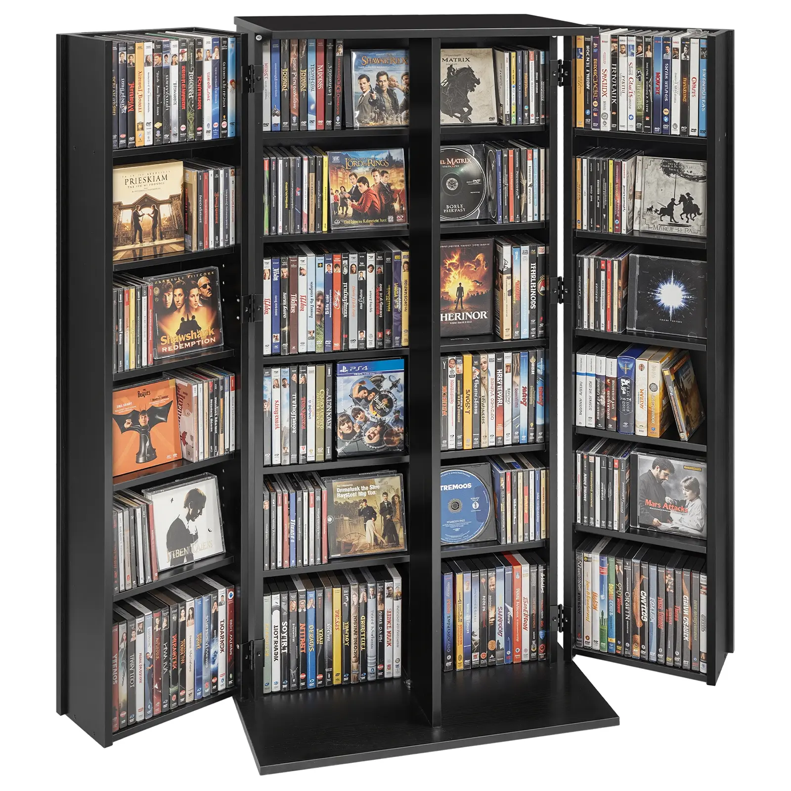 【SummerFinds】VEVOR Dustproof Media Cabinet Multi-Shelf Organizer Living Room Furniture, 6-Tier Widened Base Unit, 24.02x14.49x50in Organizer Storage Bin for CDs, DVDs, Books, Games, Collectibles, Stable Freestanding Indoor Shelf for Home Office, Organizer