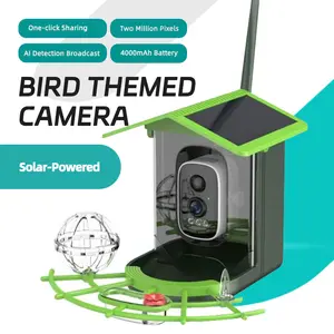 Smart Bird Feeder with Camera,  2MP HD Footage,Solar Powered, AI Recognition, Auto-Capture & Instant Notify, Identify Birds, for Bird Enthusiasts, Outdoor Garden Automatic home security system cctv night-vision surveillance cameras for home